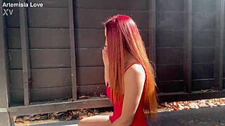 Artemisia Love's Big Tits MILF Smoking Outdoors in Fetish Session