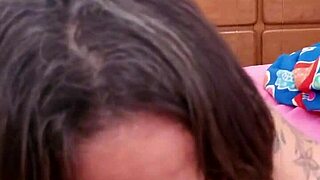 Chubby Milf Teases with Blowjob and Cum 😏