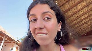 feeling thrilled with crazy cumwalk on crowded beach, almost caught!