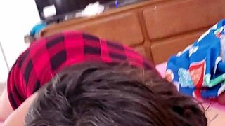 Chubby Milf Teases with Blowjob and Cum 😏