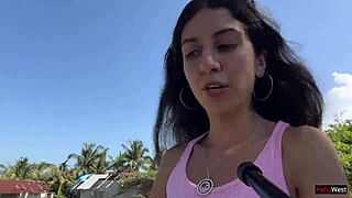 feeling thrilled with crazy cumwalk on crowded beach, almost caught!