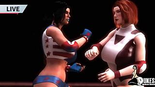 Pro Wrestler Diva Bent Over in Doggystyle Domination