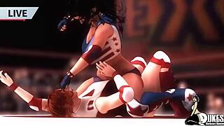 Pro Wrestler Diva Bent Over in Doggystyle Domination