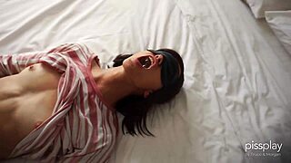 Blindfold fuck - Morgan drinks piss and gets huge facial