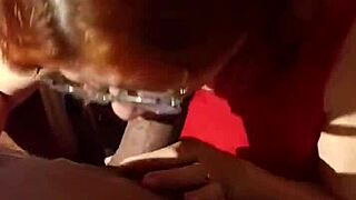 Descriptive doggystyle fucking of teacher with glasses gagging on monster cock in empty class