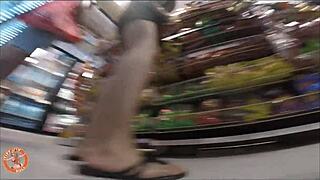 Tiffany visits a store in just her panties, showing off her big ass outdoors