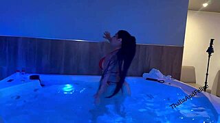 incredible passionate sex in the jacuzzi, this guy fills my pussy with cum creampie