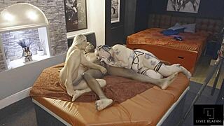 Threeway at the den with Jay Playhard pounding Eva May and Livie Blainn