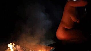 naked couple in the forest, sucking cock in public beach setting