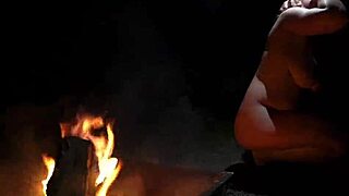 naked couple in the forest, sucking cock in public beach setting