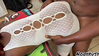 Is this hot ebony getting fucked good in her room?