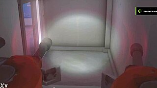 midget has fun with tall french lady in a game