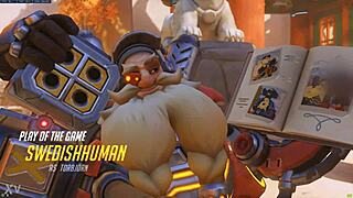 midget has fun with tall french lady in a game