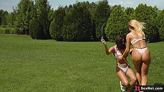 lesbian babe rims best friend's tight ass on 21sexnet com