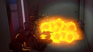 midget has fun with tall french lady in a game