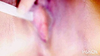 Japanese amateur bound in bondage massages her clit during masturbation session