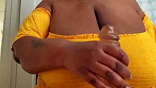 Chubby Beauty Handles Big Black Cock With Dildo in Hand Job Session