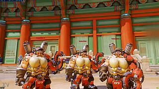 midget has fun with tall french lady in a game