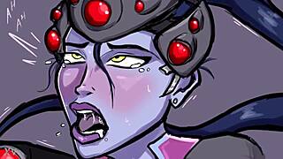 midget has fun with tall french lady in a game