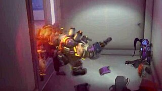 midget has fun with tall french lady in a game