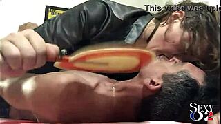 white milf in green leather pants gets doggy style