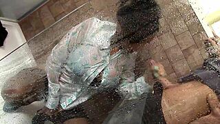 romana takes it hard in the steamy shower scene