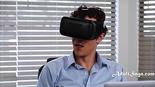 Caught jerking to VR porn, now secretary Victoria Voxxx craves Jayden Marcos!