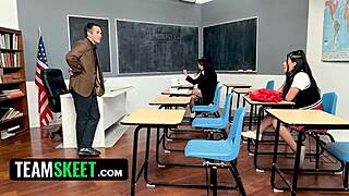 I'm the teacher risking it with two asian teens in school