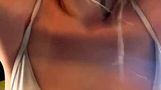 Gym Halloween Fantasy: Skinny Blonde Arouses Bodybuilders