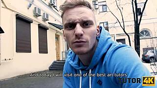 tutor4k brunette teacher to have sex with new stud who got horny 😏