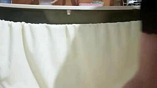 this hot employee flashes in the kitchen, making me crazy horny