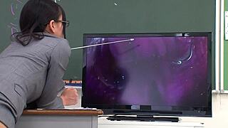 Insane! Japanese Nympho Teacher Gets Double Creampie in Classroom!