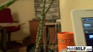 Brunette milf gets cum all over her face