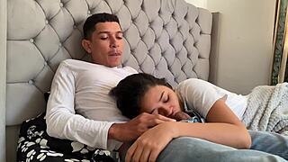 padrastro fucks tattooed mouth with monster cock