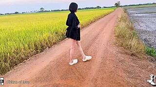 young couples getting wild in a rice field setting