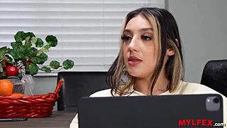 Stepmom shamelessly sucks stepdaddy’s cock in front of stepdaughter. Mylfex captures every raunchy detail.