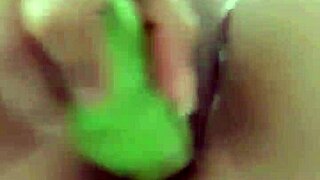 Latina colombian amateurs orgasm with banana toy in vagina play