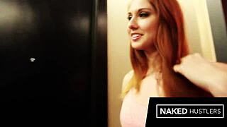 Redhead pawg discovers and fucks shiny black cock