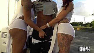 In the OUTDOOR setting, a BEAUTIFUL girl with BIG ASS gives LUXURY BLOWJOBS to a MONSTER COCK for the FIRST TIME