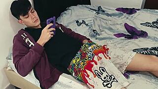 my stepson was jerking off with his tantaly doll, so i helped him with his penis