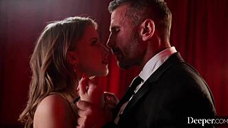 Gorgeous redhead Octavia Red spanked and fucked in bondage with hairy pussy.