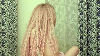 Petite catgirl takes huge dick from her buff lover