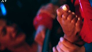 Mistress Tickles Bound Brunette's Toes And Big Natural Tits Close Up