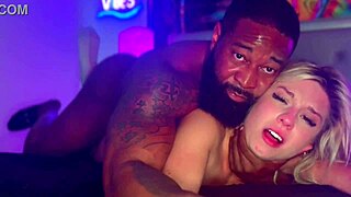 breeding hot blonde cheerleader feels so passionate with big black cock