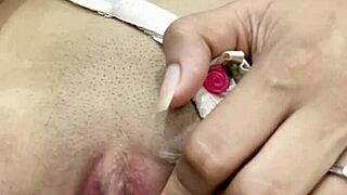 pretty girl enjoys solo time with toys