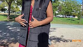 Ebony goddess Paris finishes with her pussy drilled by a big cock in public.