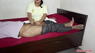 Stepsister gives oil massage to innocent brother after a fun day