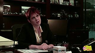 Butch lesbian boss dominates secretary sexually