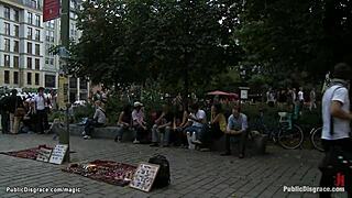 A German babe endured public humiliation on the streets, bound and exposed.