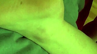 8 → Bbw blonde teen gives handjob against wall in lingerie with cumshot on big tits